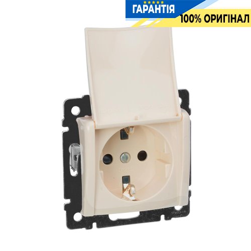 Розетка з заземлюючим контактом і кришкою IP21 Legrand Valena 774322, Слонова кістка