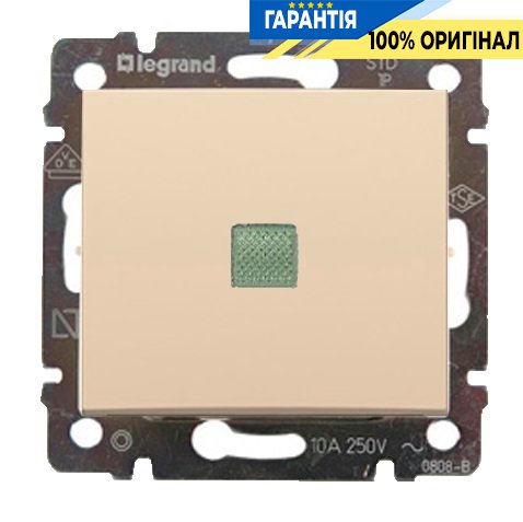Переключатель 1-клавишный «крест» с подсветкой Legrand Valena 774348, слоновая кость