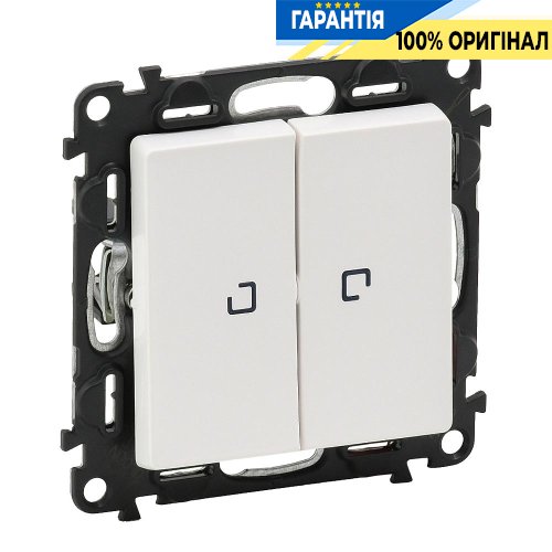 Вимикач 2-кл. з підсвічуванням, Legrand Valena Life 752428, самозатискні клеми, білий