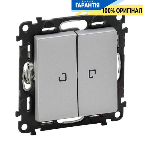 Выключатель 2-кл. с подсветкой, Legrand Valena Life 752628, самозажимные клеммы, алюминий