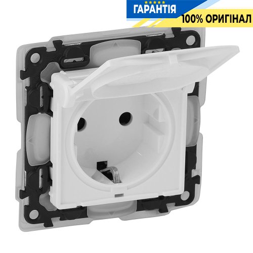 Розетка із заземленням зі шторками IP-44, Legrand Valena Life 753119, білий
