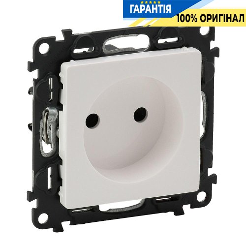 Розетка без заземлення з шторками, Legrand Valena Life 753416, самозатискні клеми, білий