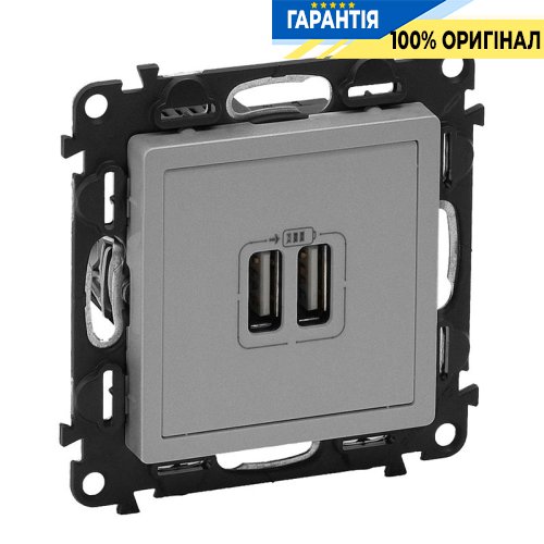 Розетка 2-ая USB для зарядки, Legrand Valena Life 753612, алюминий