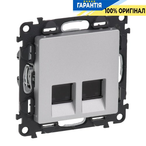Розетка компьютерная двойная RJ45 UTP 5cat., Legrand Valena Life 753641, алюминий
