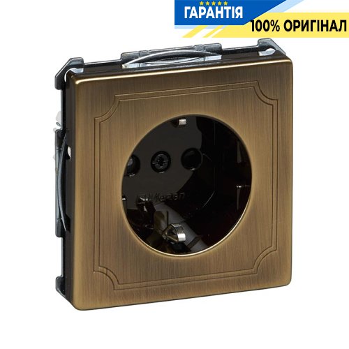 Розетка з з/к і захисними шторками Merten SD MTN2300-4143 антична латунь
