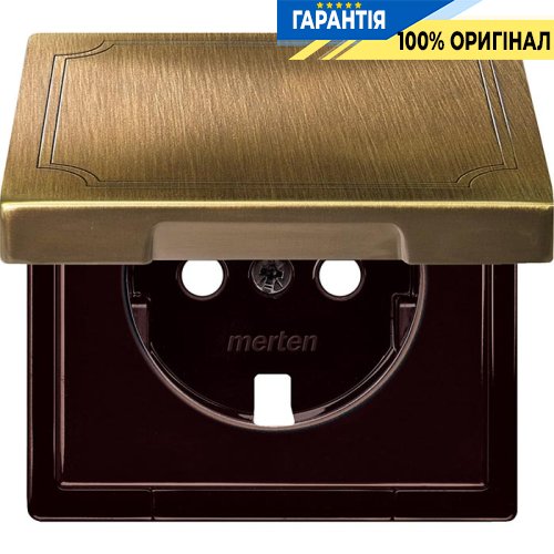 Накладка розетки с з/к и крышкой Merten SD MTN2341-4143 античная латунь