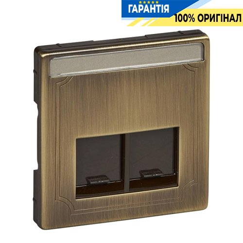 Панель телефонной/компьютерной розетки на 2 выхода Merten SD MTN466643 Античная латунь