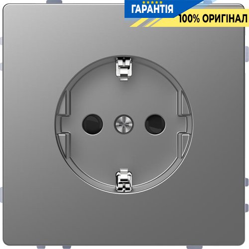 Розетка з/к со шторками, винтовой зажим D-Life «Нержавеющая сталь» Merten MTN2400-6036