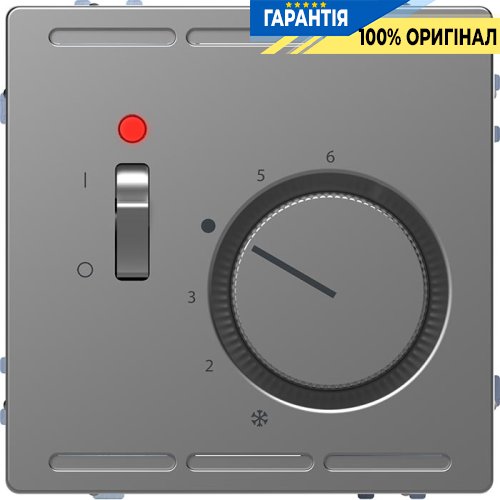 Терморегулятор з вимик. D-Life Merten MTN5760-6036 «Нержавіюча сталь»