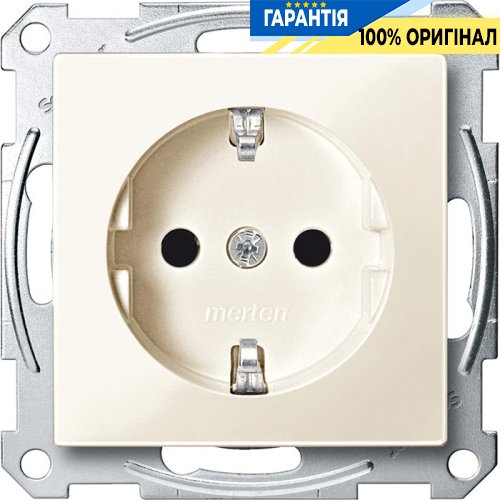 Розетка з з/к і захисними шторками Merten SM MTN2300-0344 бежевий глянець
