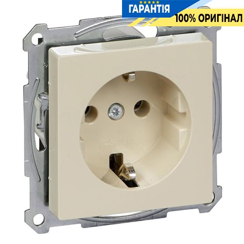 Розетка із заземленням Merten SM MTN2301-0344 бежевий глянець