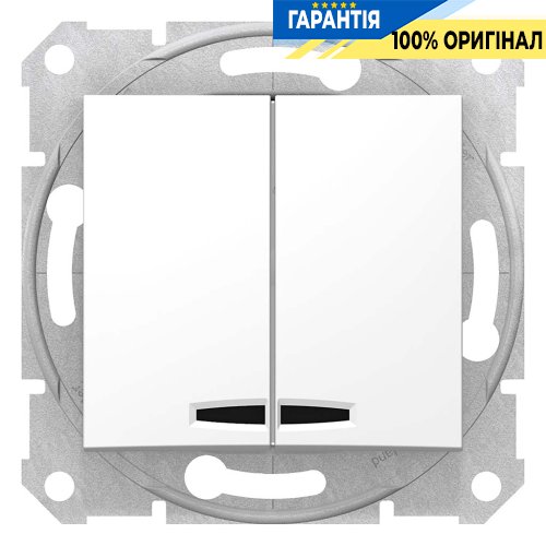 Вимикач 2-кл з підсвічуванням (білий) Sedna Schneider Electric SDN0300321