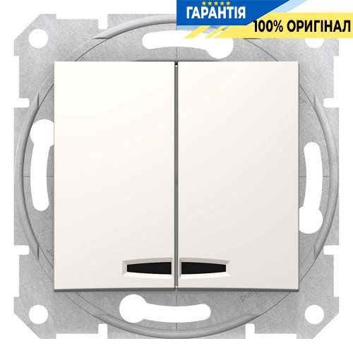 Вимикач 2-кл з підсвічуванням (слонова кістка) Sedna Schneider Electric SDN0300323