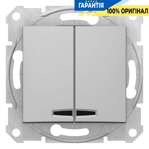 Вимикач 2-кл з підсвічуванням (алюміній) Schneider Electric Sedna SDN0300360