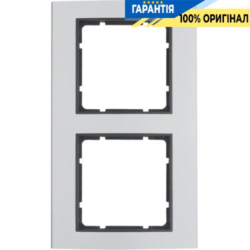 Рамка 2-а колекція B.3, колір «алюміній / антрацит», Berker 10123004