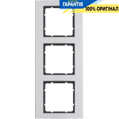 Рамка 3-а колекція B.3, колір «алюміній / антрацит», Berker 10133004