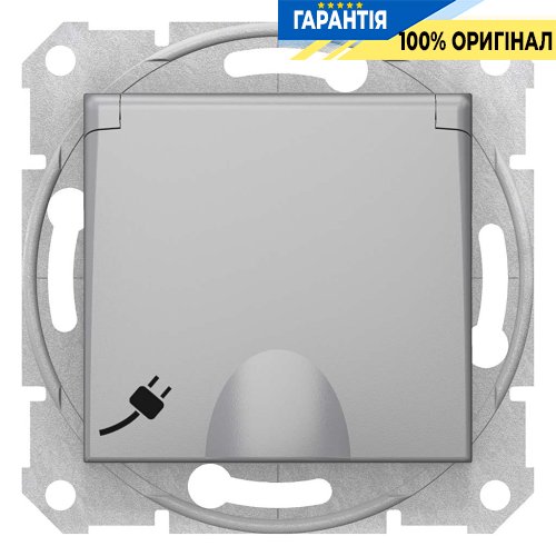 Розетка с з/к со шторками с крышкой цвет алюминий Schneider Electric SDN3100160