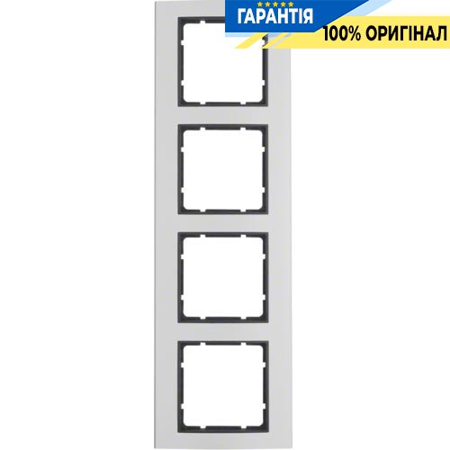 Рамка 4-а колекція B.3, колір «алюміній / антрацит», Berker 10143004