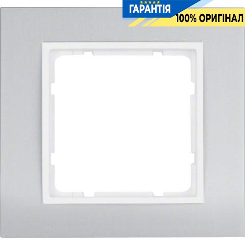 Рамка 1-а коллекция B.3, цвет «алюминий/полярно белый матовый», Berker 10113904
