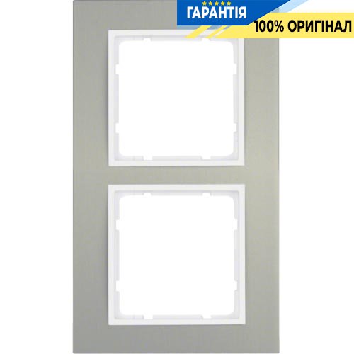 Рамка 2-а коллекция B.3, цвет «алюминий/полярно белый матовый», Berker 10123904