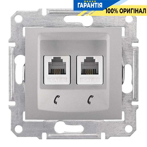 Телефонная розетка TF-2 двойная цвет алюминий Schneider Electric SDN4201160