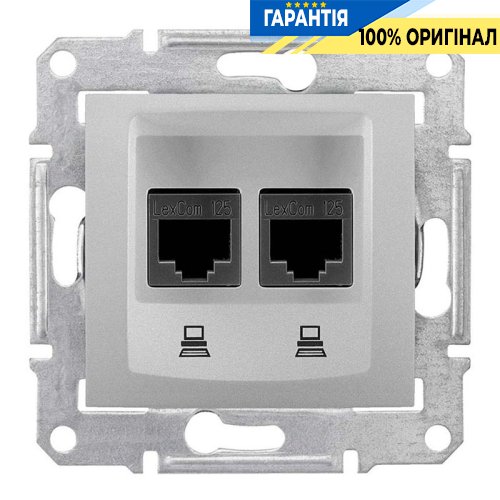 Компьютерная розетка 2-а цвет алюминий Schneider Electric SDN5000160