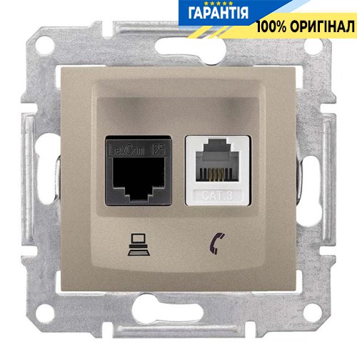 Розетка телефонна + комп'ютерна (титан) «Sedna» Schneider Electric SDN5200168