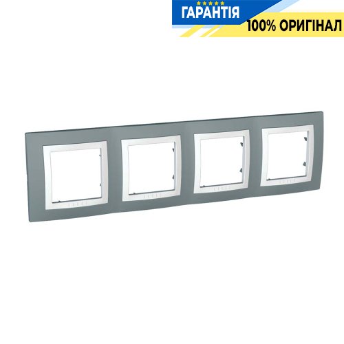 Рамка 4-я Schneider Electric MGU2.008.858 Unica «Basic», цвет серый техно/белый