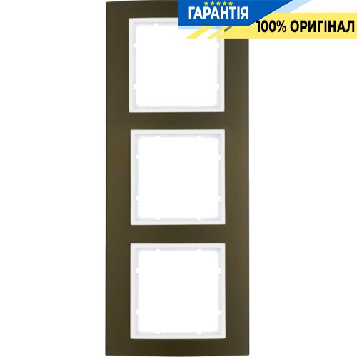 Рамка 3-а коллекция B.3, цвет «коричневый/полярно белый», Berker 10133021