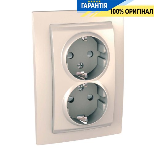 Розетка 2-а з з/к зі шторками Schneider Electric Unica MGU23.067.25, Слонова кістка