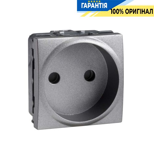 Розетка без заземления с защитными шторками 2-м. Unica графит Schneider Electric MGU3.033.12