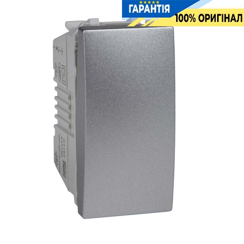 Вимикач прохідний 1-кл, 1-м. Schneider Electric Unica MGU3.103.30, Алюміній