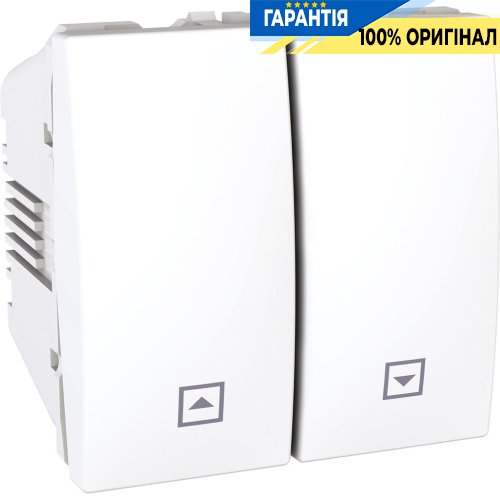 Вимикач 2-кл 2-м. "Жалюзі" натискний Schneider Electric Unica MGU3.207.18, Білий