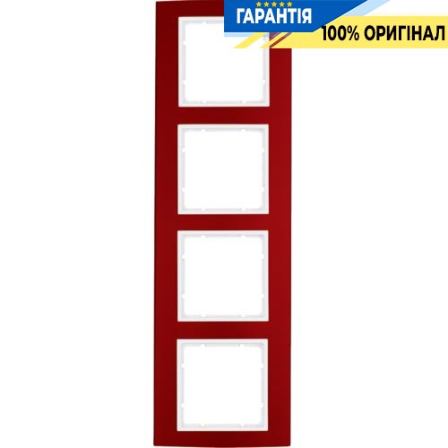 Рамка 4-а коллекция B.3, цвет «красный/полярно белый», Berker 10143022
