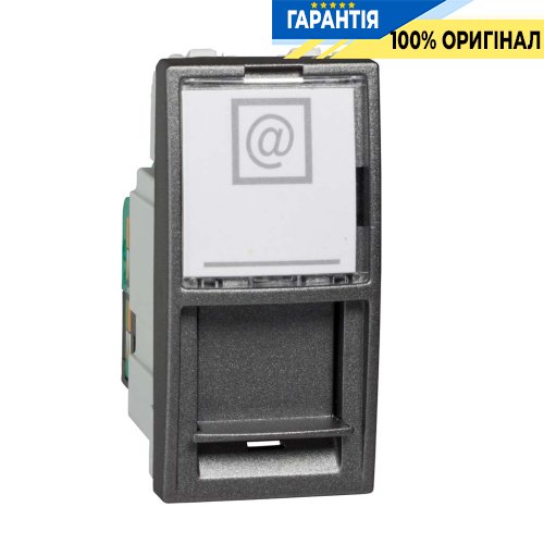 Розетка комп'ютерна RJ-45. UTP кат.5e 1-модуль. Schneider Electric Unica MGU3.410.12, Графіт