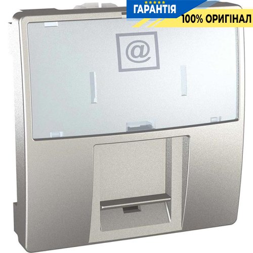 Розетка компьютерная RJ-45. FTP кат.5e 2-модуля. «Unica» алюминий металлик Schneider Electric MGU3.413.30