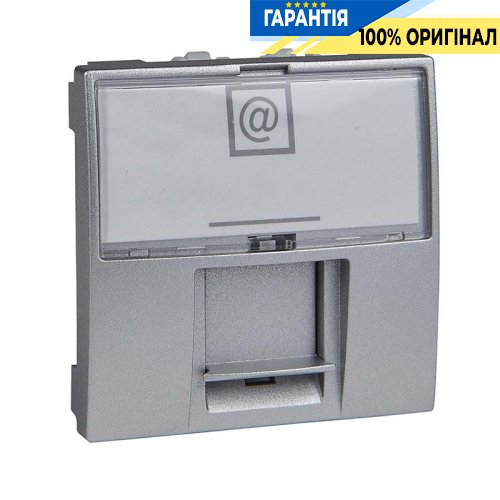 Розетка компьютерная RJ-45. UTP кат.6 2-модуля. Unica алюминий металлик Schneider Electric MGU3.415.30
