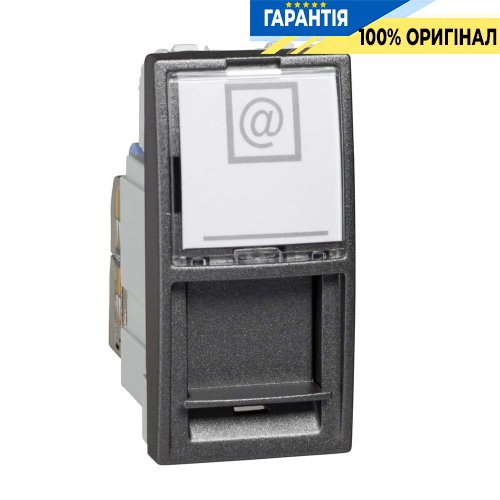 Розетка компьютерная RJ-45. FTP кат.6 1-модуль. Unica графит Schneider Electric MGU3.416.12