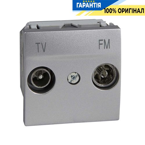 Розетка телевізійна прохідна ТV-R 2-м. Schneider Electric Unica MGU3.453.30, Алюміній