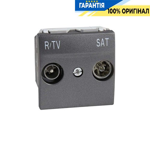 Розетка телевізійна прохідна ТV-R-SAT 2-м. Schneider Electric Unica MGU3.456.12, Графіт