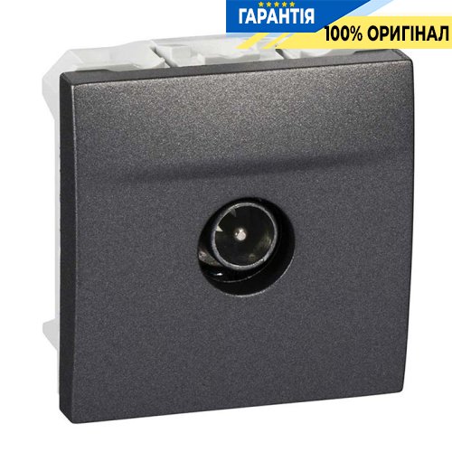 Розетка телевизионная проходная штырьковый разъем ТV 2-м. Unica графит Schneider Electric MGU3.463.12