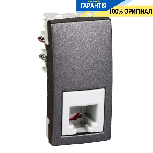 Розетка телефонная RJ-11. 1-м. Unica графит Schneider Electric MGU3.490.12