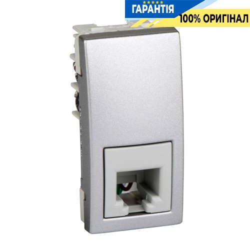 Розетка телефонная RJ-11. 1-м. Unica алюминий Schneider Electric MGU3.490.18