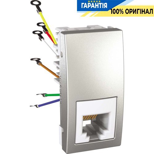 Розетка телефонна RJ-12. 1-м. Schneider Electric Unica MGU3.491.30, Алюміній