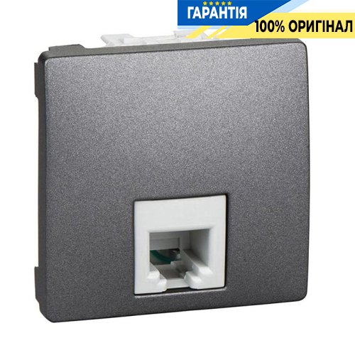 Розетка телефонна RJ-11. 2-м. Schneider Electric Unica MGU3.492.12, Графіт