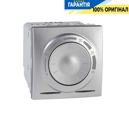 Терморегулятор кімнатний 8А (+5, + 30°С) 2-м. Schneider Electric Unica MGU3.501.30, Алюміній
