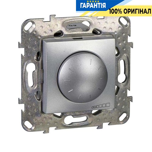 Диммер поворотно-нажимной универсальный (для LED) Unica Schneider Electric MGU5.513.30, алюминий