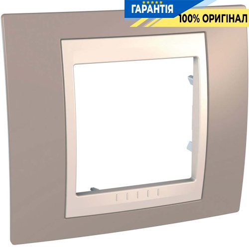Рамка 1-я Schneider Electric MGU6.002.574 Unica «Plus», цвет Слоновая кость / Коричневый