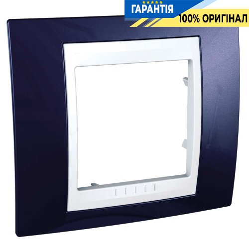 Рамка 1-а Schneider Electric Unica «Plus» MGU6.002.842, колір Білий / Індиго