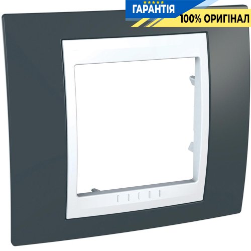 Рамка 1-я Schneider Electric MGU6.002.877 Unica «Plus», цвет Белый / Серо-зеленый